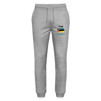 Team Mozambique flags design - Stanley/Stella Mover Unisex Organic Jogging Trousers - heather grey - Front - Marisol (170cm) & Nik (191cm)
