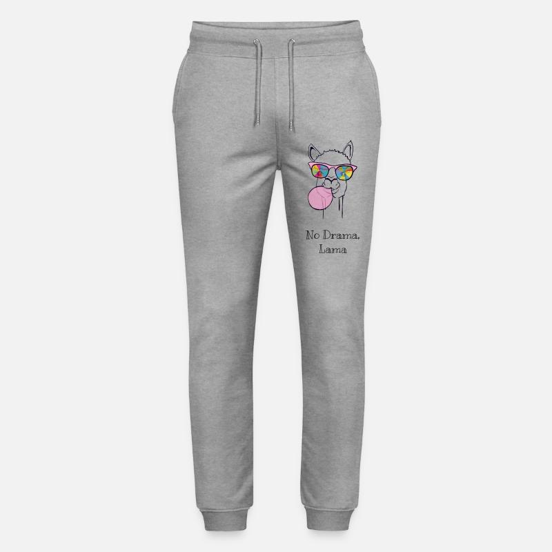 Buntes Lama mit Regenbogenbrille - Stanley/Stella Unisex Bio Jogginghose Mover  - Grau meliert