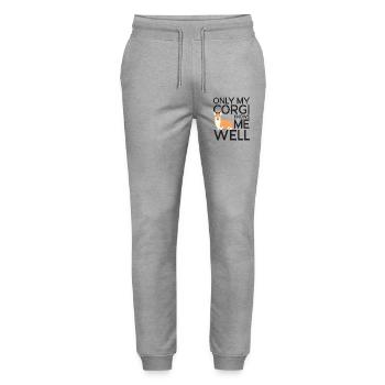 Only My Corgi Knows Me Well - Stanley/Stella Mover Unisex Organic Jogging Trousers - heather grey - Front - Marisol (170cm) & Nik (191cm)