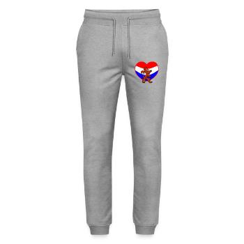 Dutch lion with heart red white blue - Stanley/Stella Mover Unisex Organic Jogging Trousers - heather grey - Front - Marisol (170cm) & Nik (191cm)