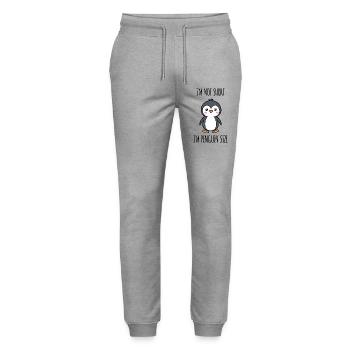 Sweet Seabird Penguin Animal Bird Statement - Stanley/Stella Mover Unisex Organic Jogging Trousers - heather grey - Front - Marisol (170cm) & Nik (191cm)
