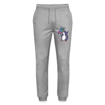 Lustig Vogel Süß Pinguin Zoo Tier - Stanley/Stella Unisex Bio Jogginghose Mover  - Grau meliert - Vorne - Marisol (170cm) & Nik (191cm)