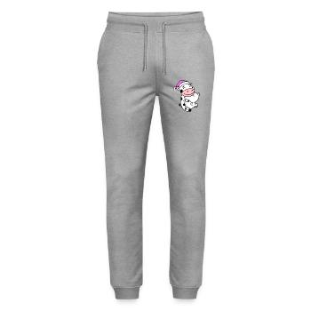 Cow with pillow and sleeping cap - Stanley/Stella Mover Unisex Organic Jogging Trousers - heather grey - Front - Marisol (170cm) & Nik (191cm)