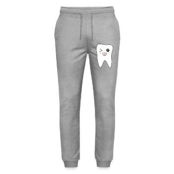 Tooth, Teeth, Dentist Gift - Stanley/Stella Mover Unisex Organic Jogging Trousers - heather grey - Front - Marisol (170cm) & Nik (191cm)