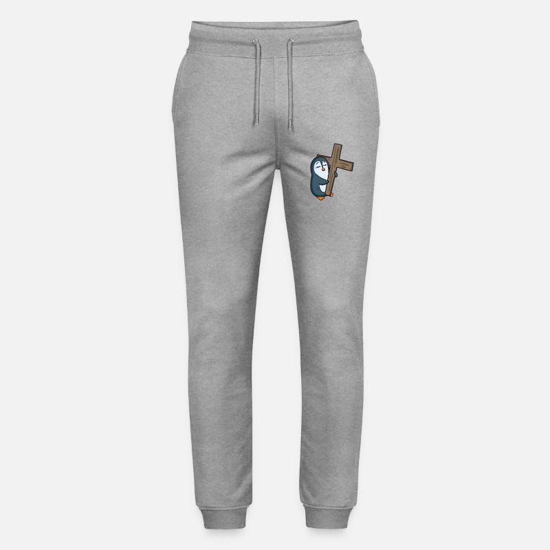 Pinguin mit Kreuz - Stanley/Stella Unisex Bio Jogginghose Mover  - Grau meliert