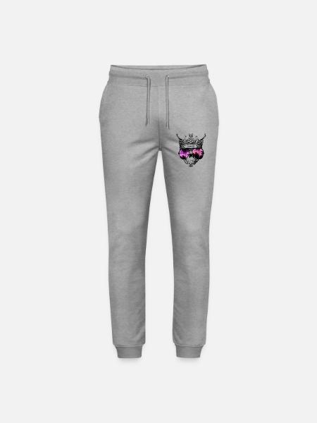 Hipster Skull King - Stanley/Stella Mover Unisex Organic Jogging Trousers - heather grey