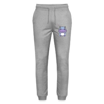 Niedliches Nilpferd Kawaii - Stanley/Stella Unisex Bio Jogginghose Mover  - Grau meliert - Vorne - Marisol (170cm) & Nik (191cm)