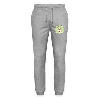 Coffe Date Time - Stanley/Stella Mover Unisex Organic Jogging Trousers - heather grey - Front - Marisol (170cm) & Nik (191cm)