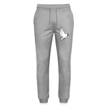 Pigeon blanc pigeon voyageur pigeon d’ornement ou colombe de la paix - Pantalon de jogging bio MOVER Stanley/Stella unisexe - gris chiné - Devant - Marisol (170cm) & Nik (191cm)