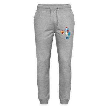 Fisch und Seepferdchen in Weihnachtsstimmung - Stanley/Stella Unisex Bio Jogginghose Mover  - Grau meliert - Vorne - Marisol (170cm) & Nik (191cm)