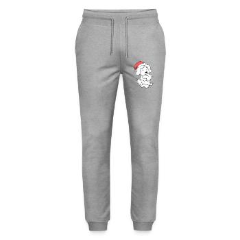 Poodle Dog Christmas Sleep Tired - Stanley/Stella Mover Unisex Organic Jogging Trousers - heather grey - Front - Marisol (170cm) & Nik (191cm)