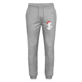 Pyrenean Mountain Dog Dog Christmas Sleep Tired - Stanley/Stella Mover Unisex Organic Jogging Trousers - heather grey - Front - Marisol (170cm) & Nik (191cm)