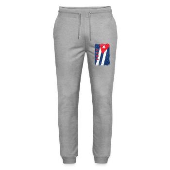 Cuba flag - Stanley/Stella Mover Unisex Organic Jogging Trousers - heather grey - Front - Marisol (170cm) & Nik (191cm)