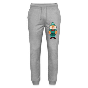Cute green fox - Stanley/Stella Mover Unisex Organic Jogging Trousers - heather grey - Front - Marisol (170cm) & Nik (191cm)