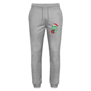 Noël Crocodile Bébé avec Cadeau - Pantalon de jogging bio MOVER Stanley/Stella unisexe - gris chiné - Devant - Marisol (170cm) & Nik (191cm)