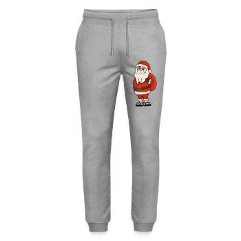 Santa Claus Christmas Flip Flops - Stanley/Stella Mover Unisex Organic Jogging Trousers - heather grey - Front - Marisol (170cm) & Nik (191cm)