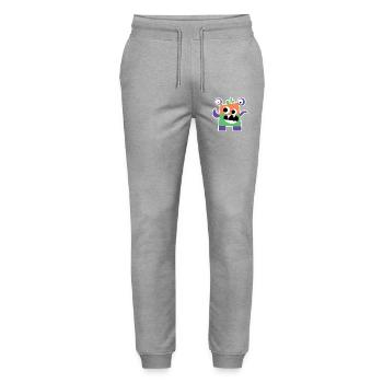 Colorful Block Monster | Funny Geometric Chibi - Stanley/Stella Mover Unisex Organic Jogging Trousers - heather grey - Front - Marisol (170cm) & Nik (191cm)