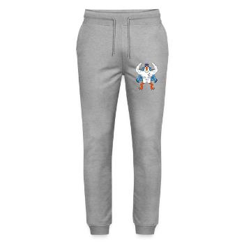 Muskelöse Seemöwe mit Anker Tattoo Möwe Geschenk - Stanley/Stella Unisex Bio Jogginghose Mover  - Grau meliert - Vorne - Marisol (170cm) & Nik (191cm)