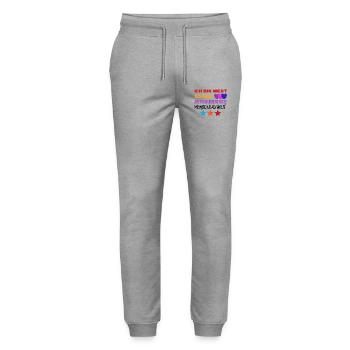 Lesbisch Lgbt Gleichberechtigung Statement Herz - Stanley/Stella Unisex Bio Jogginghose Mover  - Grau meliert - Vorne - Marisol (170cm) & Nik (191cm)