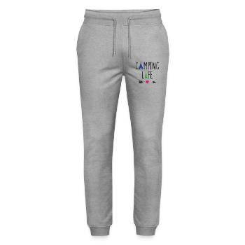 Campingleben - Stanley/Stella Unisex Bio Jogginghose Mover  - Grau meliert - Vorne - Marisol (170cm) & Nik (191cm)