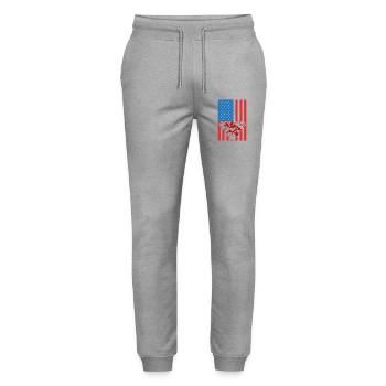 Drapeau de Billards USA - Pantalon de jogging bio MOVER Stanley/Stella unisexe - gris chiné - Devant - Marisol (170cm) & Nik (191cm)