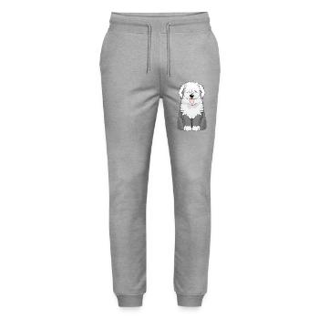 adorable Bobtail Dog - plush German Shepherd - Stanley/Stella Mover Unisex Organic Jogging Trousers - heather grey - Front - Marisol (170cm) & Nik (191cm)