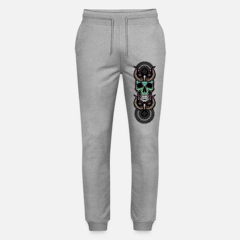 Totenkopf mit Eule - Stanley/Stella Unisex Bio Jogginghose Mover  - Grau meliert