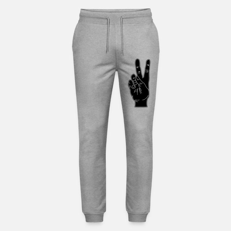 Geste de la main noire paix - Pantalon de jogging bio MOVER Stanley/Stella unisexe - gris chiné