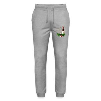 dans ma cuisine Je suis Chef Wine Glass Bottle - Pantalon de jogging bio MOVER Stanley/Stella unisexe - gris chiné - Devant - Marisol (170cm) & Nik (191cm)