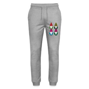 Garden gnomes chain of four - Stanley/Stella Mover Unisex Organic Jogging Trousers - heather grey - Front - Marisol (170cm) & Nik (191cm)