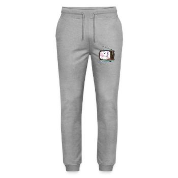 Licorne TV rétro pastel - Pantalon de jogging bio MOVER Stanley/Stella unisexe - gris chiné - Devant - Marisol (170cm) & Nik (191cm)