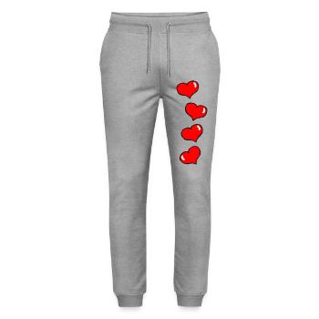 Herzchen - Stanley/Stella Unisex Bio Jogginghose Mover  - Grau meliert - Vorne - Marisol (170cm) & Nik (191cm)