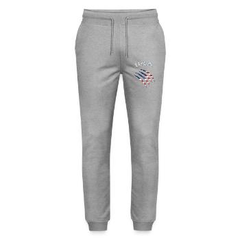 USA United States of America - Stanley/Stella Unisex Bio Jogginghose Mover  - Grau meliert - Vorne - Marisol (170cm) & Nik (191cm)