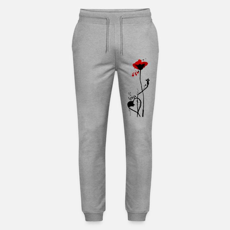 Es ist Liebe.. mit Mohn-Design - Stanley/Stella Unisex Bio Jogginghose Mover  - Grau meliert