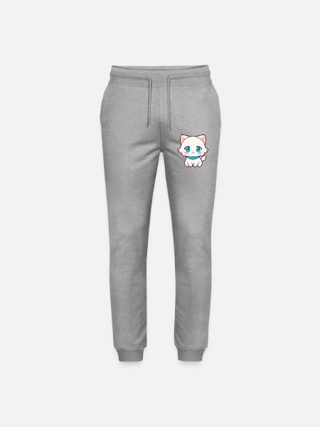 Kawaii Weiße Chibi-Katze – Süße Anime-Katze - Stanley/Stella Unisex Bio Jogginghose Mover - Grau meliert