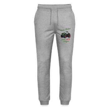 Echte Helden fahren rote Felgen! Traktor Spruch - Stanley/Stella Unisex Bio Jogginghose Mover  - Grau meliert - Vorne - Marisol (170cm) & Nik (191cm)