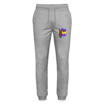 Happy Easter - Easter Bunny with Easter Egg - Stanley/Stella Mover Unisex Organic Jogging Trousers - heather grey - Front - Marisol (170cm) & Nik (191cm)