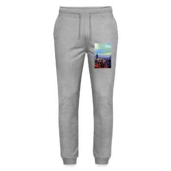 New York City Skyline - Stanley/Stella Unisex Bio Jogginghose Mover  - Grau meliert - Vorne - Marisol (170cm) & Nik (191cm)