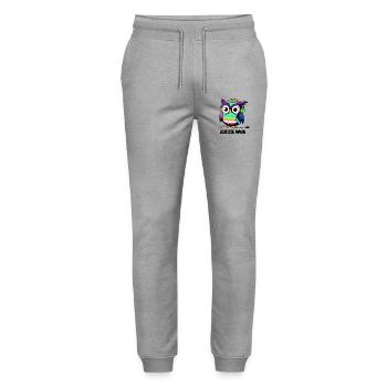 Lustige Eule Aus die Maus - Stanley/Stella Unisex Bio Jogginghose Mover  - Grau meliert - Vorne - Marisol (170cm) & Nik (191cm)