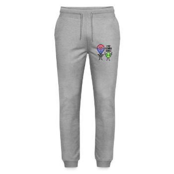 Padel Player Racket Statement Balls Padel Game - Stanley/Stella Mover Unisex Organic Jogging Trousers - heather grey - Front - Marisol (170cm) & Nik (191cm)