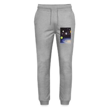 Space and planets - Stanley/Stella Mover Unisex Organic Jogging Trousers - heather grey - Front - Marisol (170cm) & Nik (191cm)