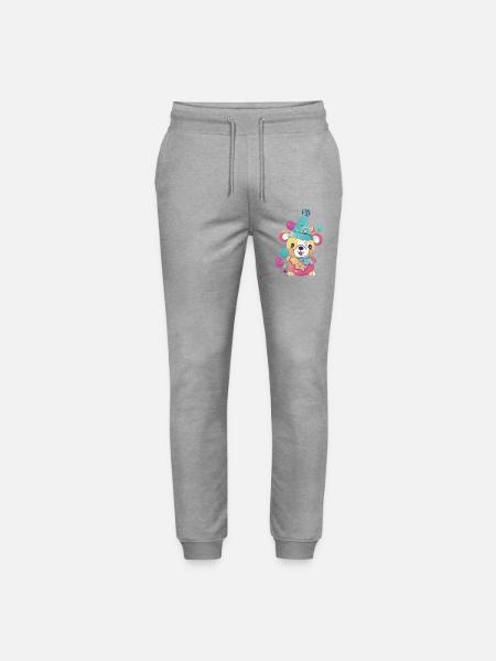 Party Bear - Stanley/Stella Mover Unisex Organic Jogging Trousers - heather grey
