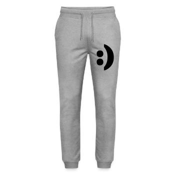 Colon quotation mark smiley - Stanley/Stella Mover Unisex Organic Jogging Trousers - heather grey - Front - Marisol (170cm) & Nik (191cm)