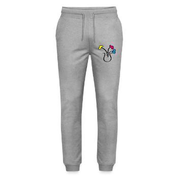 Abstract drawing flowers in a vase - Stanley/Stella Mover Unisex Organic Jogging Trousers - heather grey - Front - Marisol (170cm) & Nik (191cm)