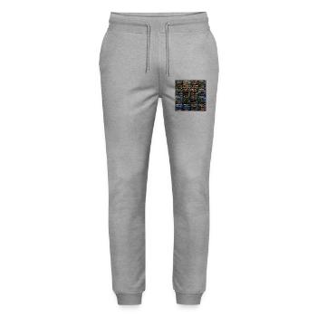 Vintage Audio Stack Collage - Stanley/Stella Mover Unisex Organic Jogging Trousers - heather grey - Front - Marisol (170cm) & Nik (191cm)