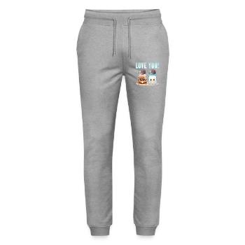 PEPPER SALT STREUER - LOVE YOU - LUSTIGES ZITAT - Stanley/Stella Unisex Bio Jogginghose Mover  - Grau meliert - Vorne - Marisol (170cm) & Nik (191cm)