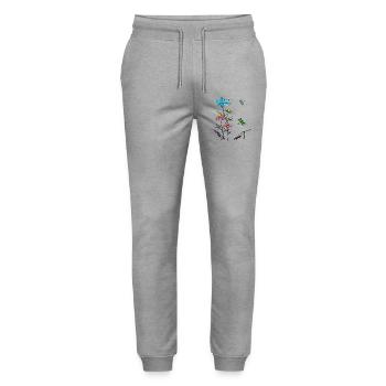 Herbs, chamomile, bees - Stanley/Stella Mover Unisex Organic Jogging Trousers - heather grey - Front - Marisol (170cm) & Nik (191cm)