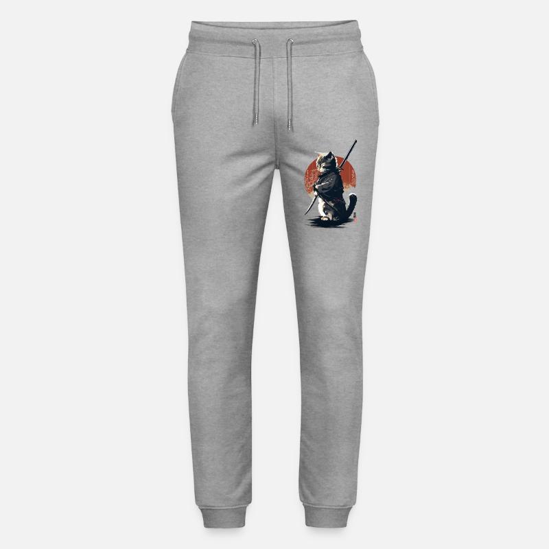 Kawaii Neko Samurai : chat samouraï - Pantalon de jogging bio MOVER Stanley/Stella unisexe - gris chiné