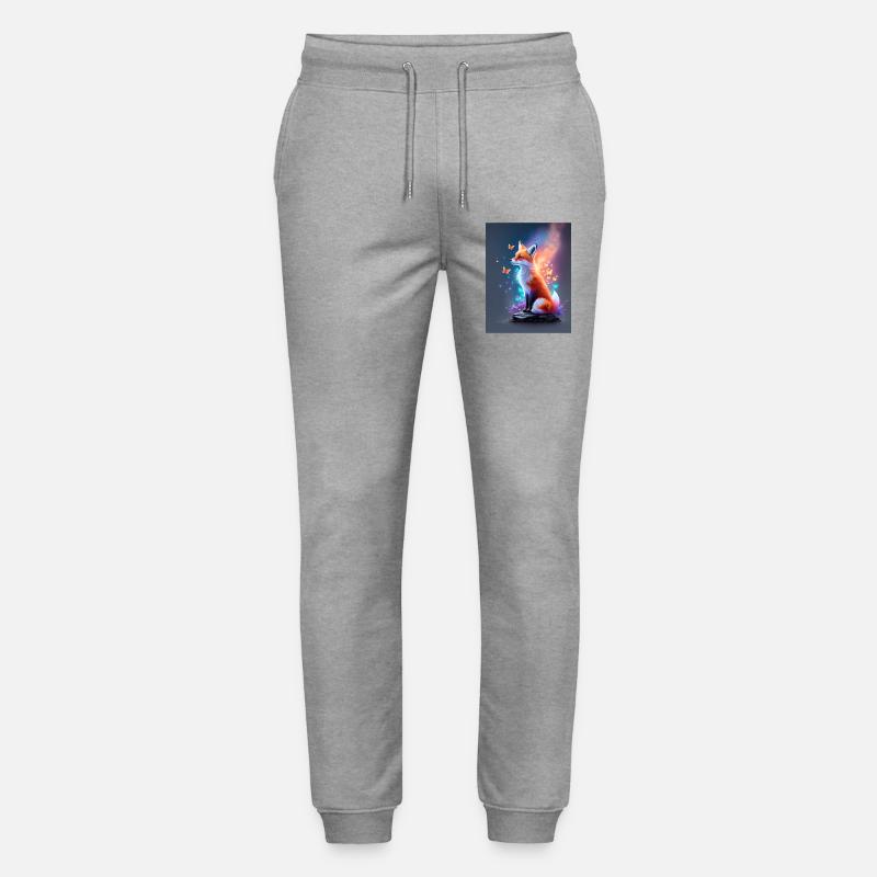 Fantastischer Fuchs mit bunten Schmetterlingen - Stanley/Stella Unisex Bio Jogginghose Mover  - Grau meliert