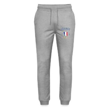 France - Stanley/Stella Mover Unisex Organic Jogging Trousers - heather grey - Front - Marisol (170cm) & Nik (191cm)